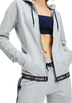 Tommy Hilfiger dames Authentic hoodie, sweatvest met capuchon, middeldik, grijs melange