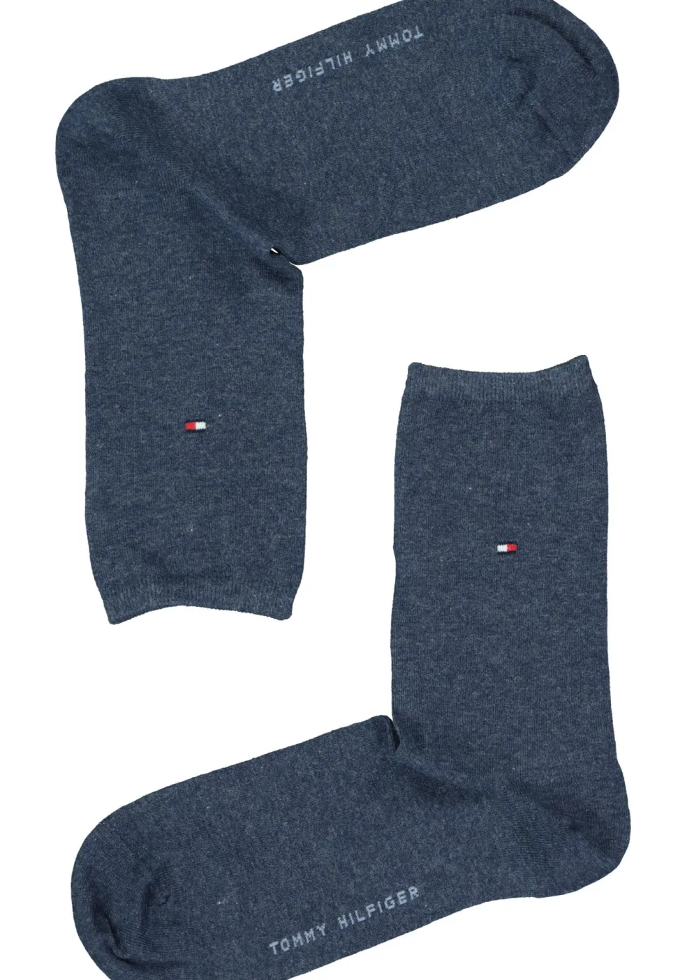 Tommy Hilfiger damessokken Check (2-pack), uni en geruit katoen, jeansblauw met grijs