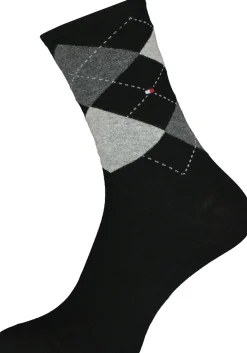 Tommy Hilfiger damessokken Check (2-pack), uni en geruit katoen, zwart met grijs