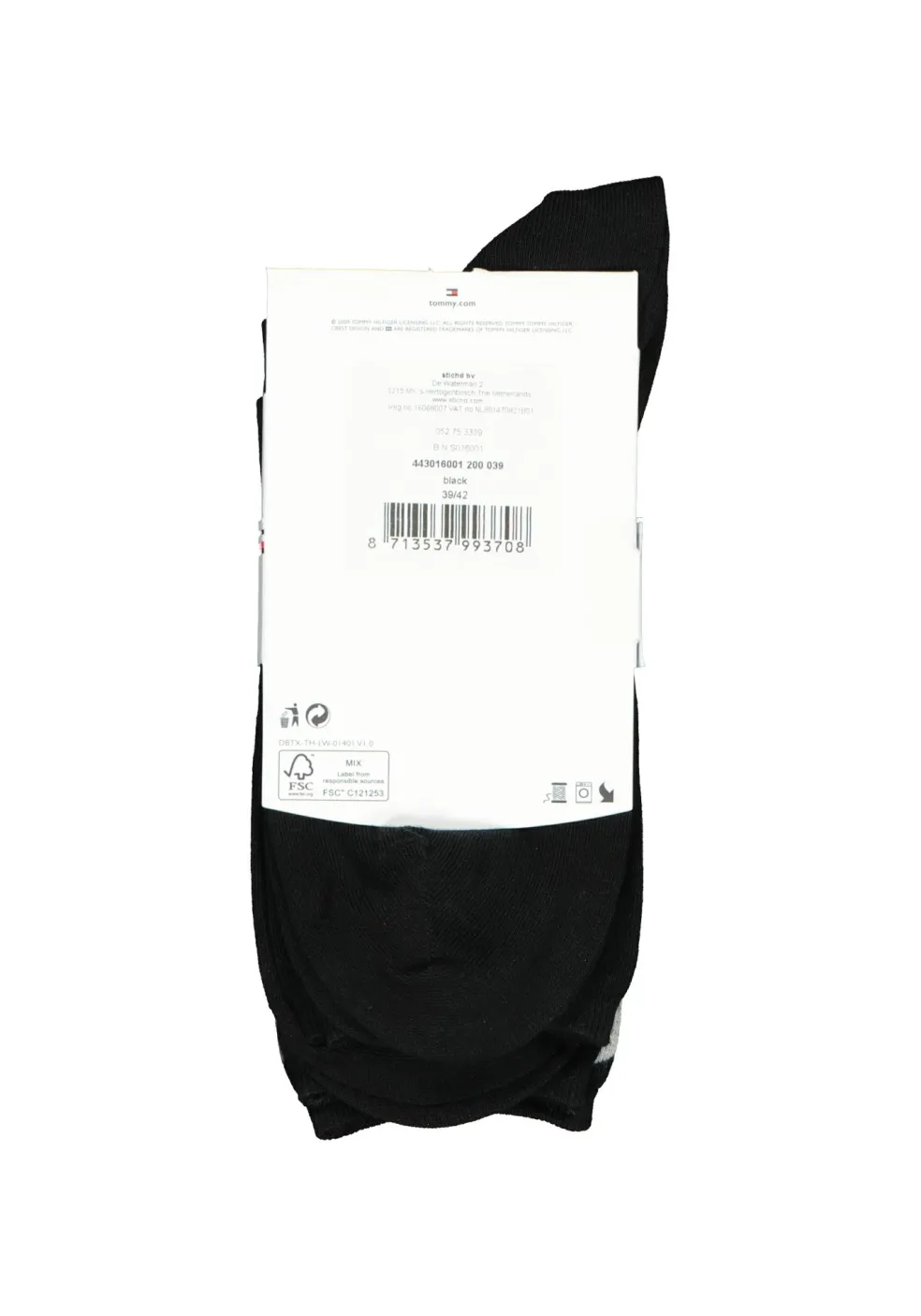 Tommy Hilfiger damessokken Check (2-pack), uni en geruit katoen, zwart met grijs