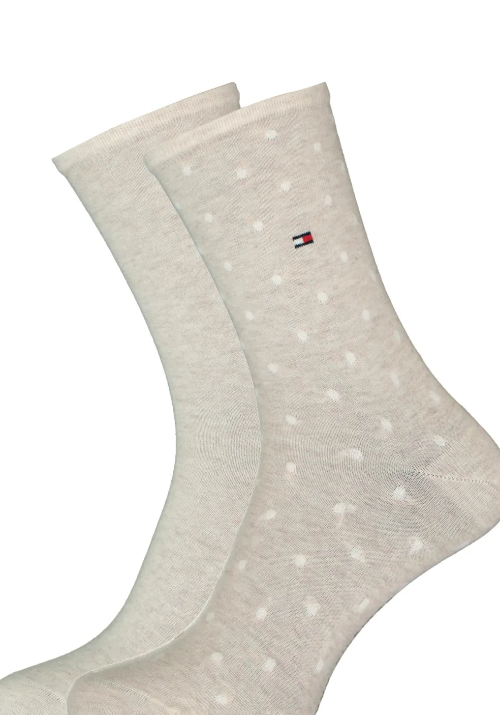 Tommy Hilfiger damessokken Dot (2-pack), uni en gestipt katoen, licht beige melange met wit