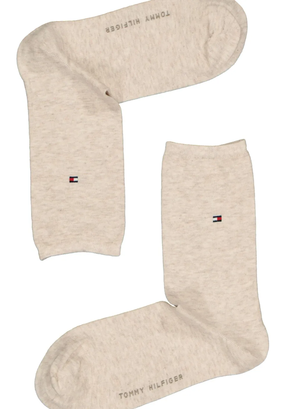 Tommy Hilfiger damessokken Dot (2-pack), uni en gestipt katoen, licht beige melange met wit