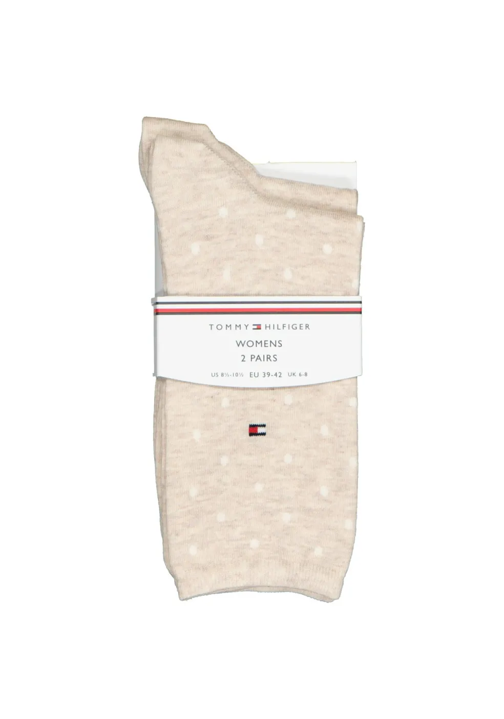 Tommy Hilfiger damessokken Dot (2-pack), uni en gestipt katoen, licht beige melange met wit