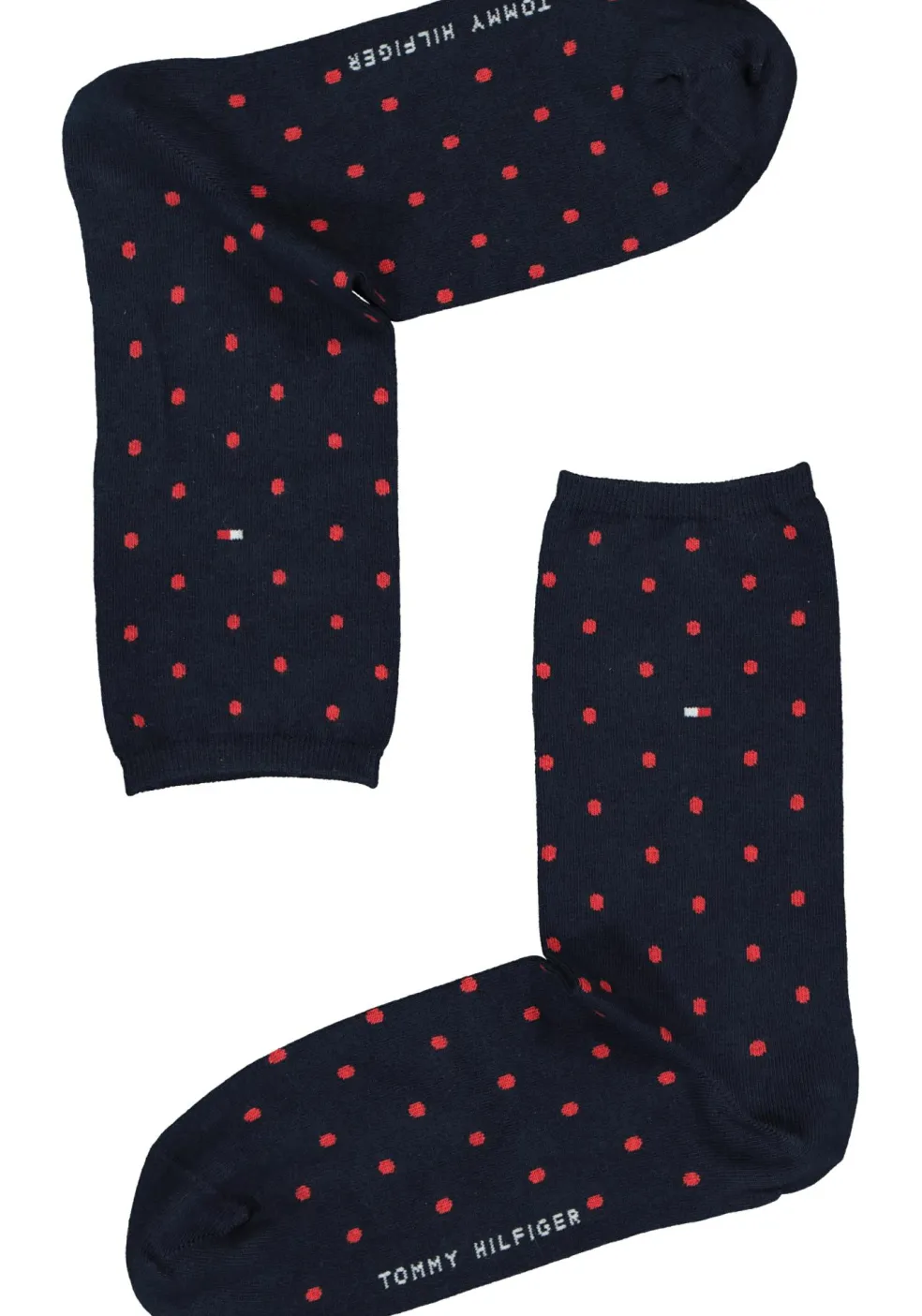Tommy Hilfiger damessokken Dot (2-pack), uni en gestipt katoen, rood met blauw