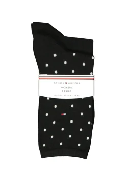 Tommy Hilfiger damessokken Dot (2-pack), uni en gestipt katoen, zwart met wit
