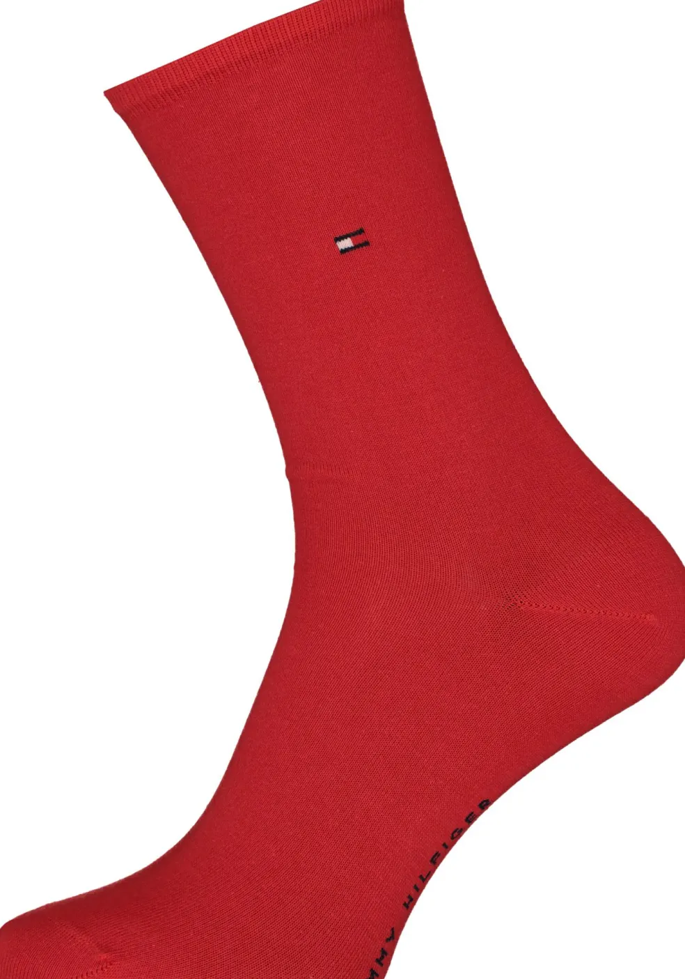 Tommy Hilfiger damessokken Small Stripe (2-pack), uni en gestreept katoen, rood met blauw