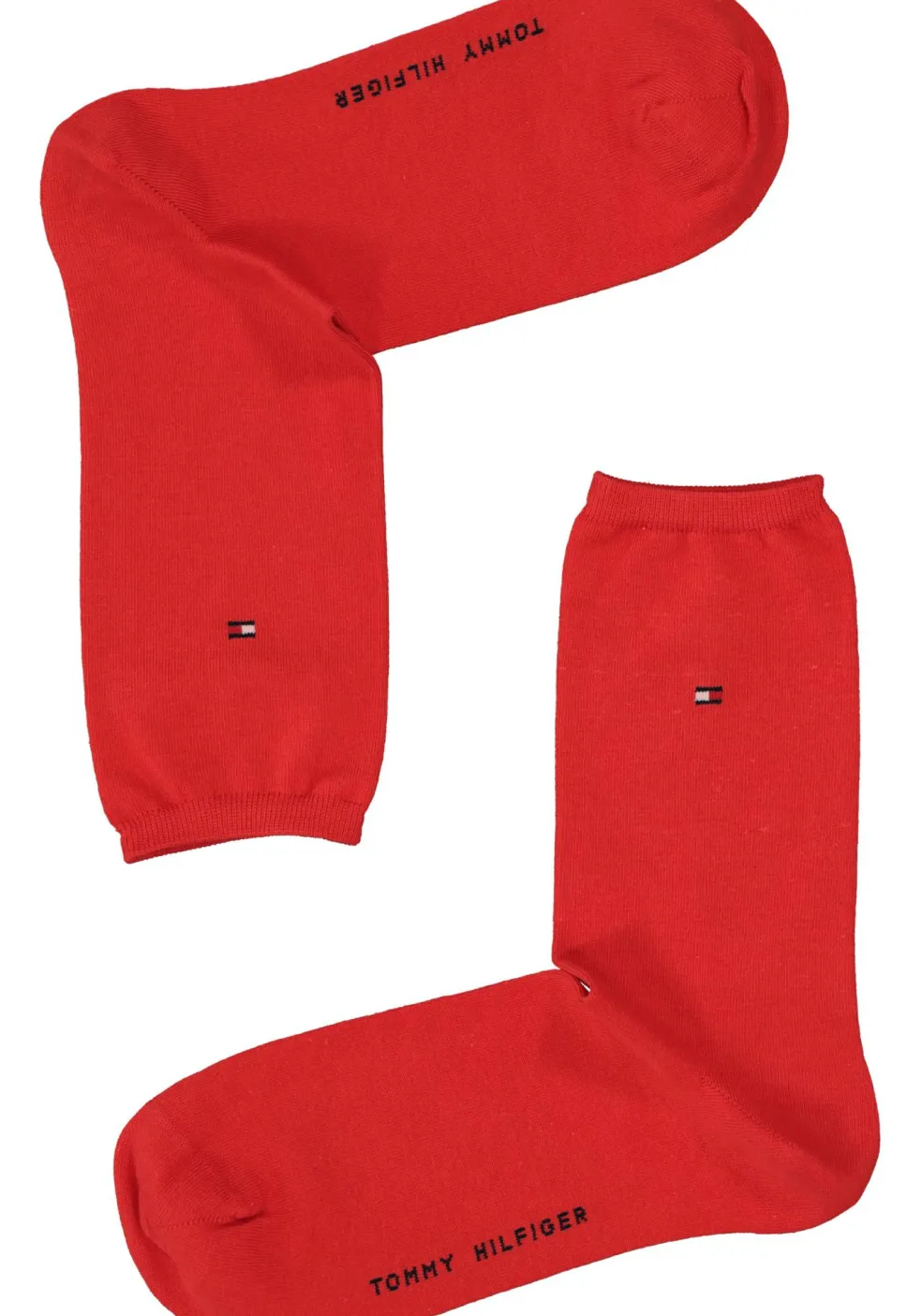 Tommy Hilfiger damessokken Small Stripe (2-pack), uni en gestreept katoen, rood met blauw