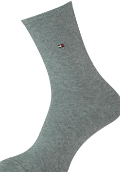 Tommy Hilfiger damessokken Small Stripe (2-pack), uni en gestreept katoen, grijs melange met wit