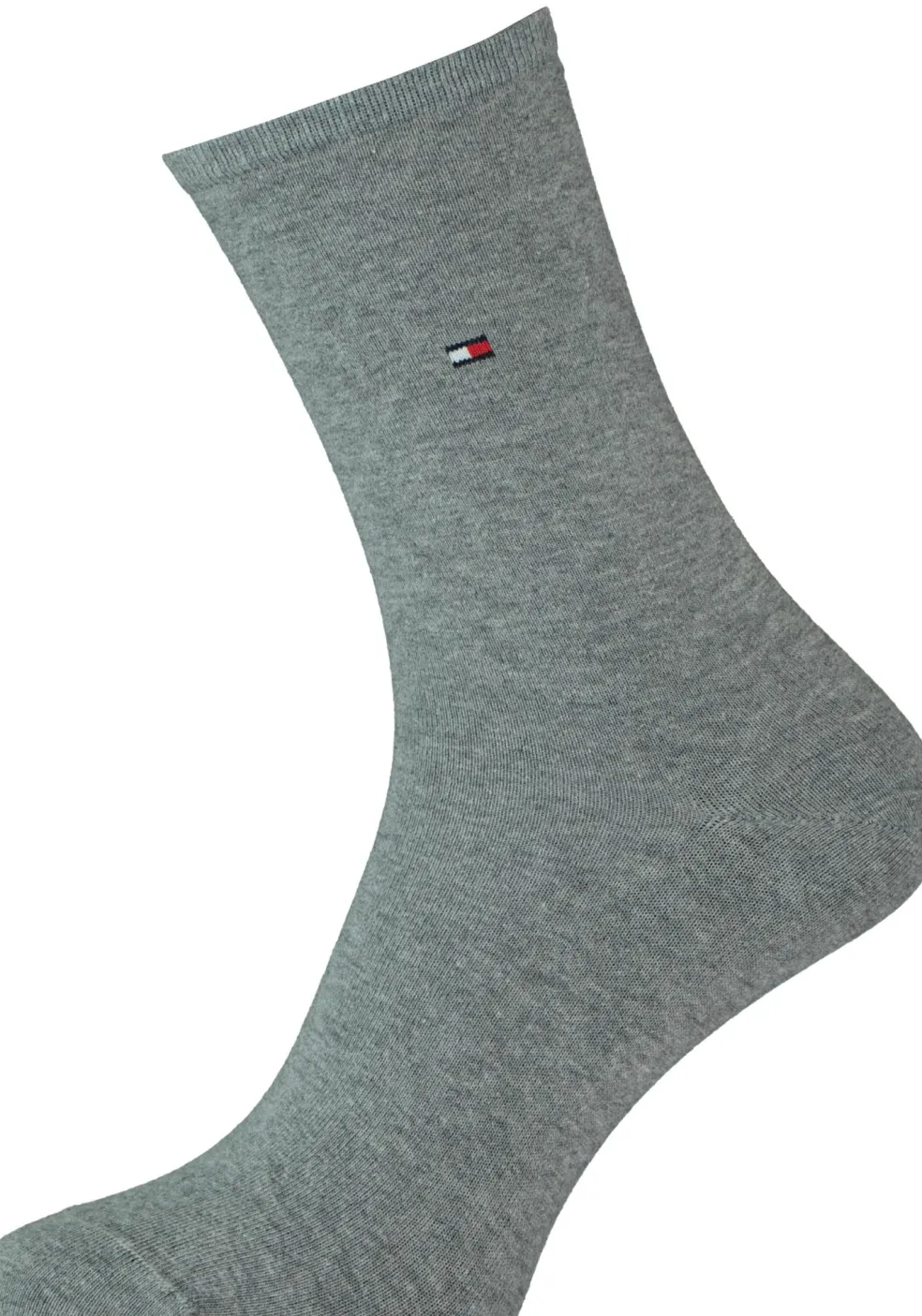 Tommy Hilfiger damessokken Small Stripe (2-pack), uni en gestreept katoen, grijs melange met wit