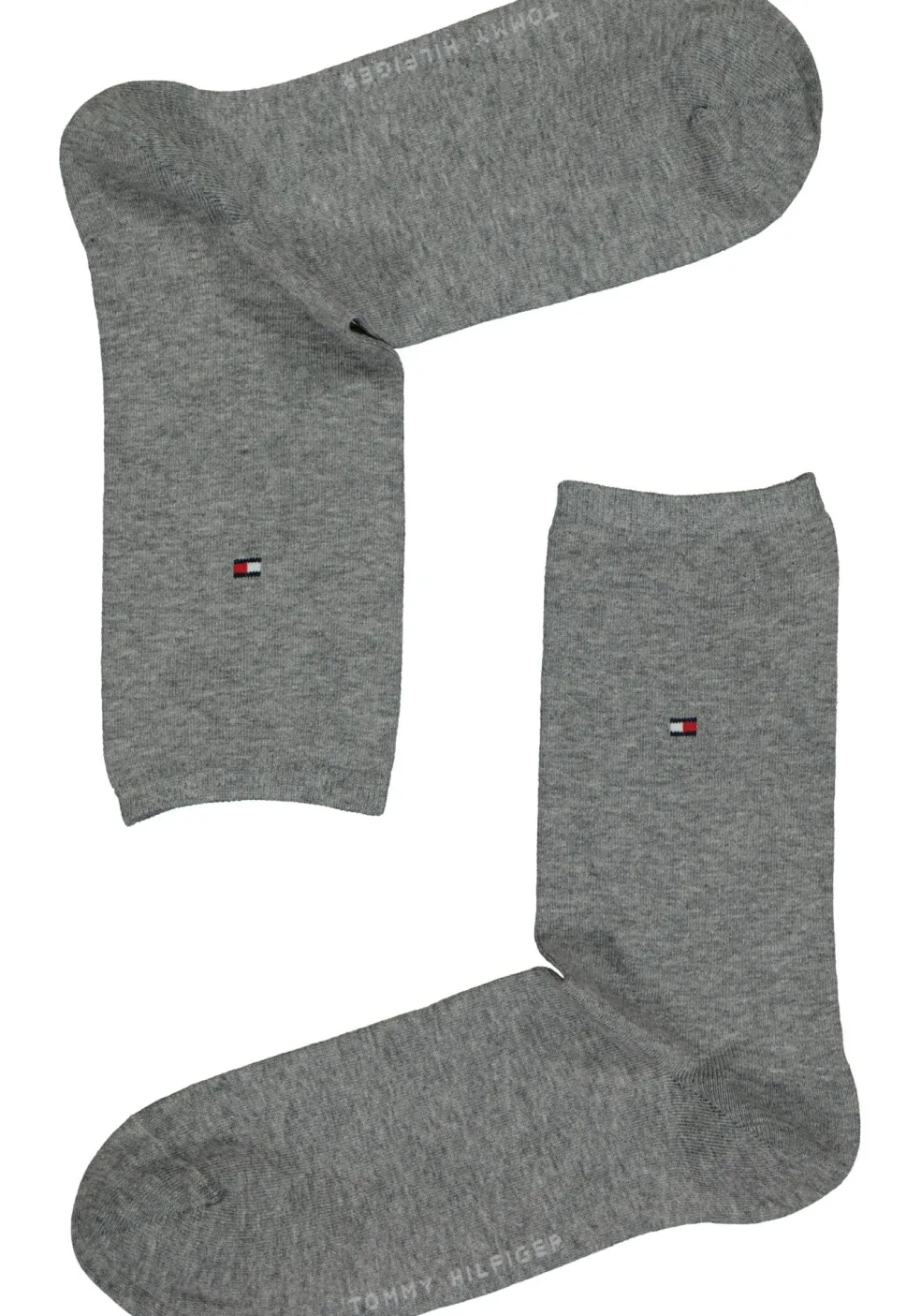 Tommy Hilfiger damessokken Small Stripe (2-pack), uni en gestreept katoen, grijs melange met wit
