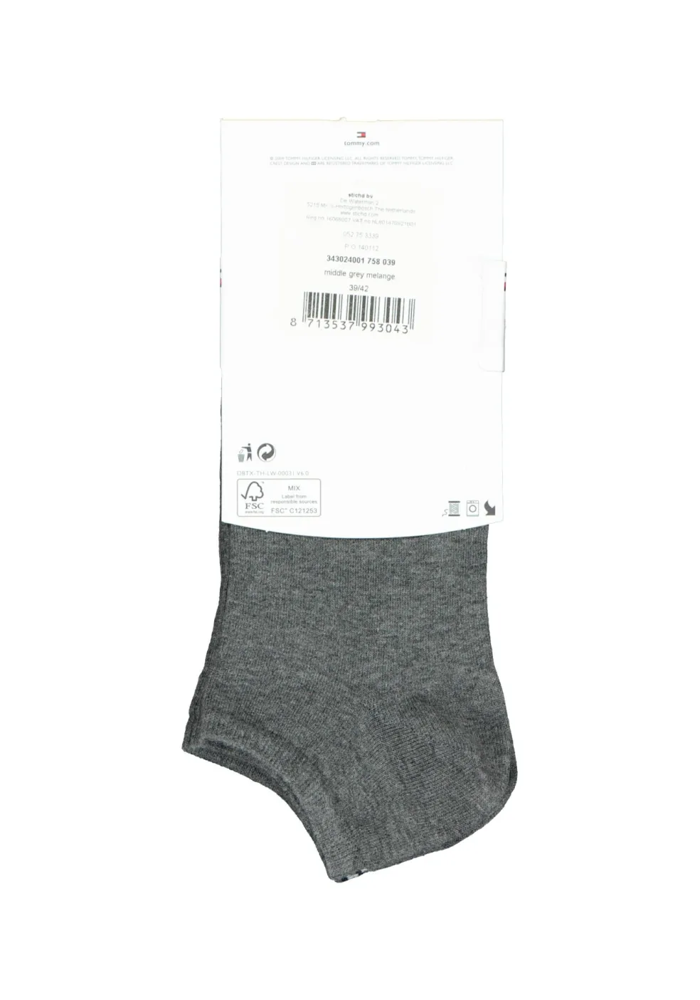 Tommy Hilfiger damessokken Sneaker (2-pack), korte enkelsok katoen, grijs melange