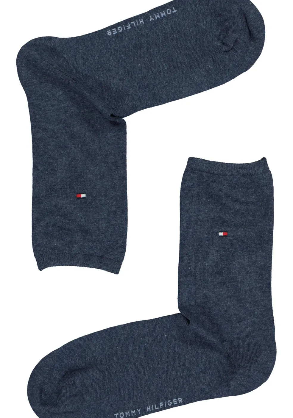 Tommy Hilfiger damessokken Small Stripe (2-pack), uni en gestreept katoen, jeans blauw met wit
