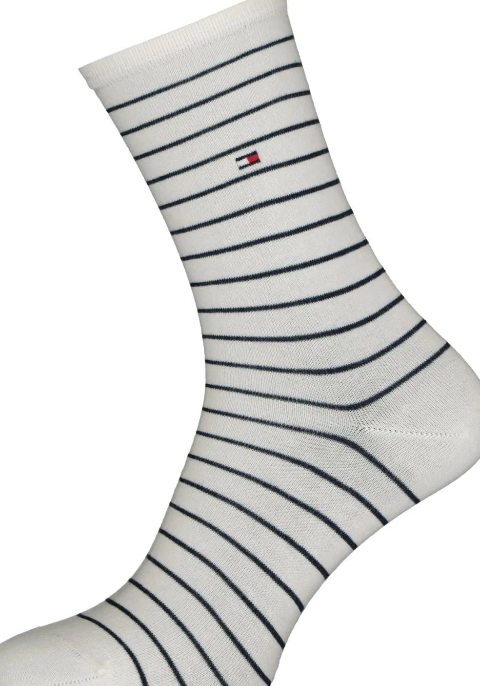Tommy Hilfiger damessokken Small Stripe (2-pack), uni en gestreept katoen, off white met blauw