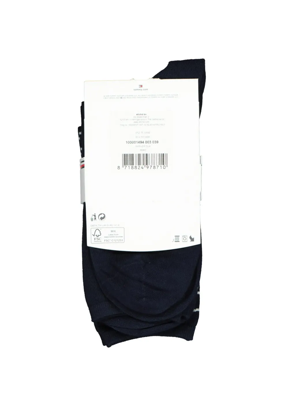 Tommy Hilfiger damessokken Small Stripe (2-pack), uni en gestreept katoen, donkerblauw met wit