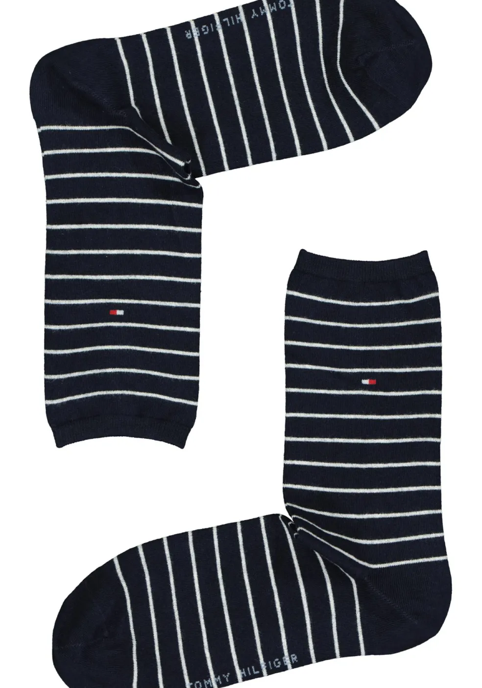 Tommy Hilfiger damessokken Small Stripe (2-pack), uni en gestreept katoen, donkerblauw met wit
