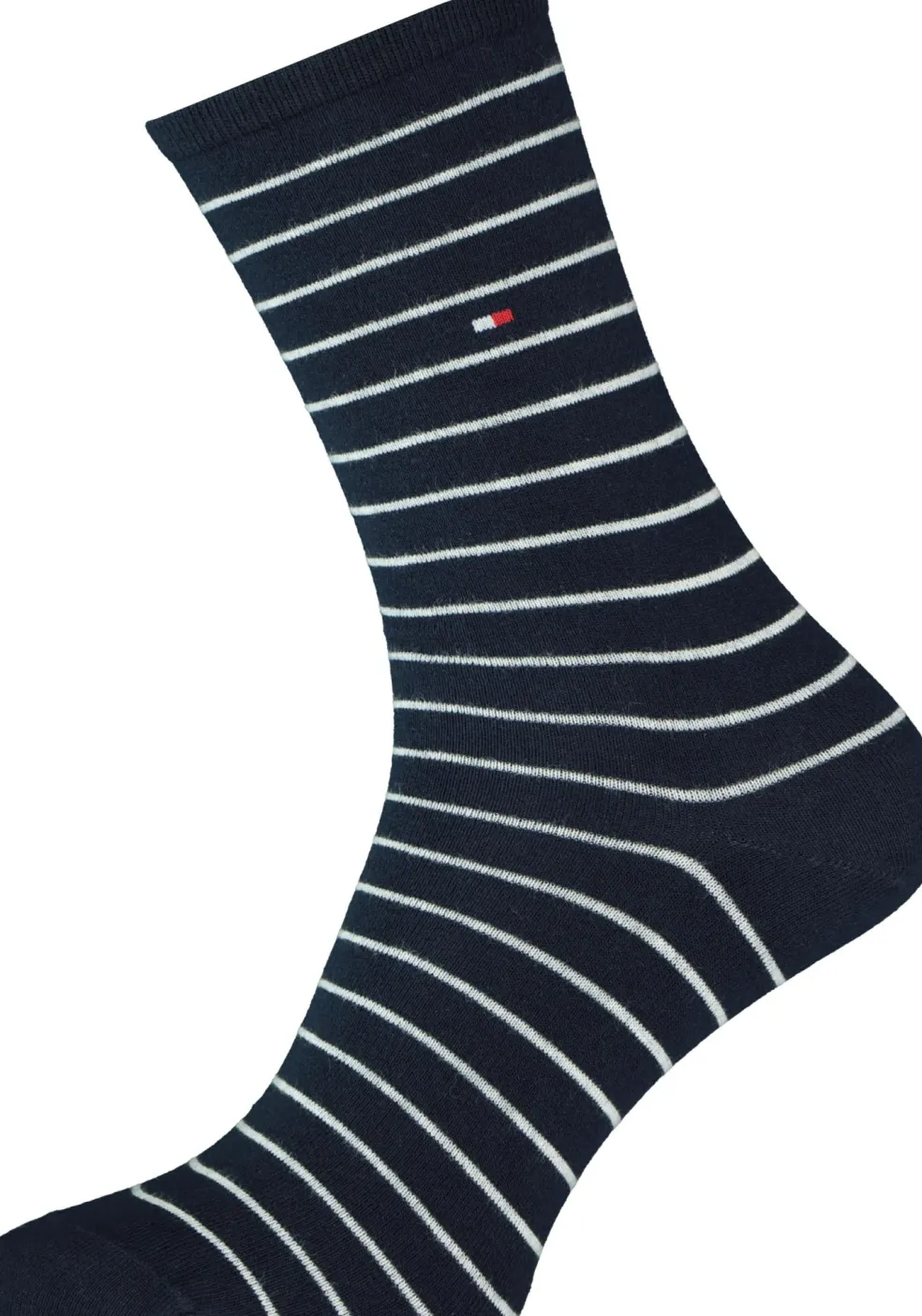 Tommy Hilfiger damessokken Small Stripe (2-pack), uni en gestreept katoen, donkerblauw met wit