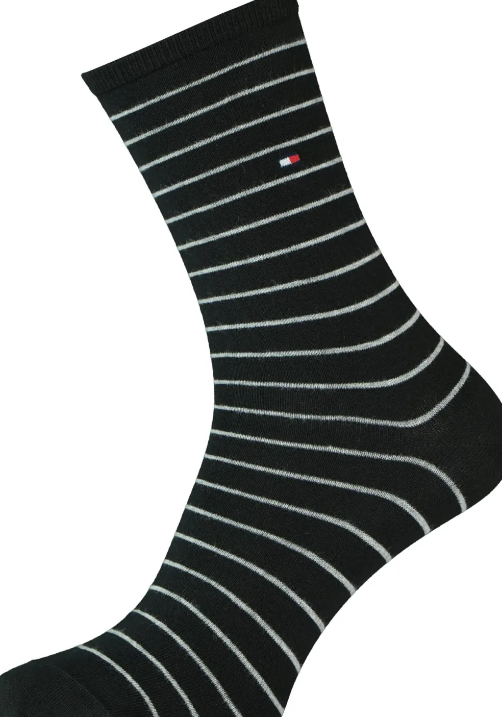 Tommy Hilfiger damessokken Small Stripe (2-pack), uni en gestreept katoen, zwart met wit