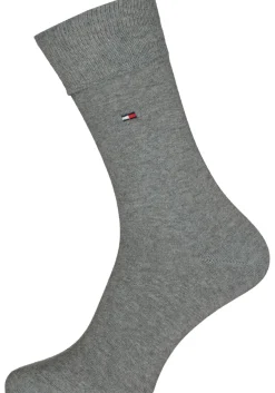 Tommy Hilfiger Duo Stripe Socks (2-pack), herensokken katoen, gestreept en uni, antraciet grijs