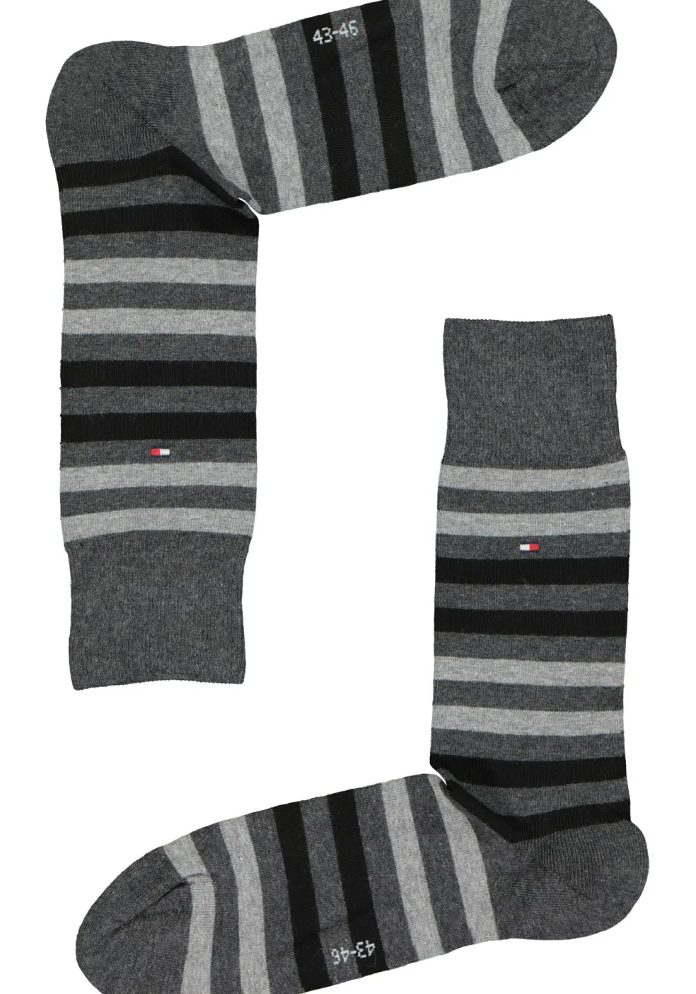 Tommy Hilfiger Duo Stripe Socks (2-pack), herensokken katoen, gestreept en uni, antraciet grijs