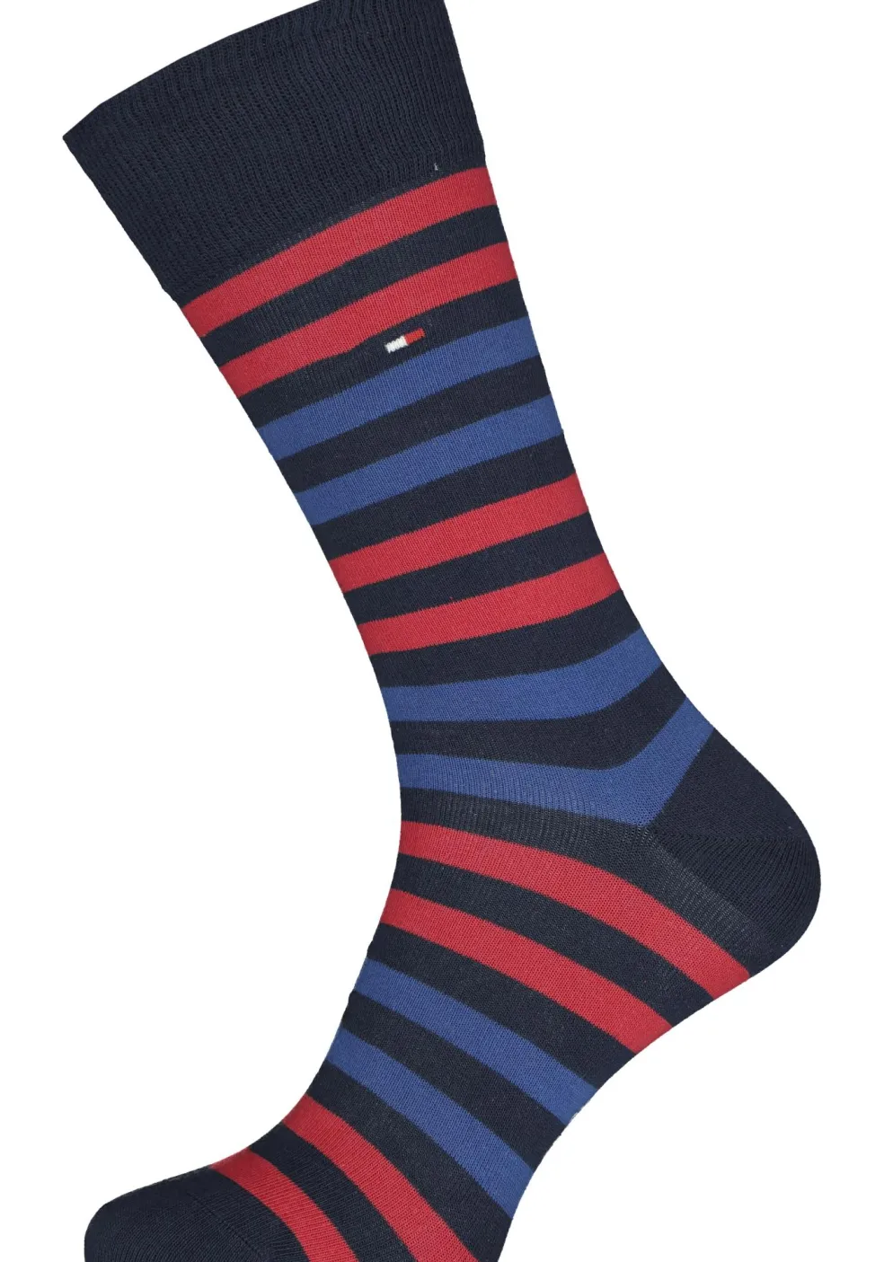 Tommy Hilfiger Duo Stripe Socks (2-pack), herensokken katoen, gestreept en uni, blauw en rood