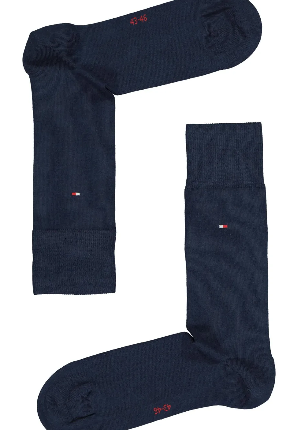 Tommy Hilfiger Duo Stripe Socks (2-pack), herensokken katoen, gestreept en uni, blauw en rood
