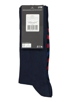 Tommy Hilfiger Duo Stripe Socks (2-pack), herensokken katoen, gestreept en uni, blauw en rood