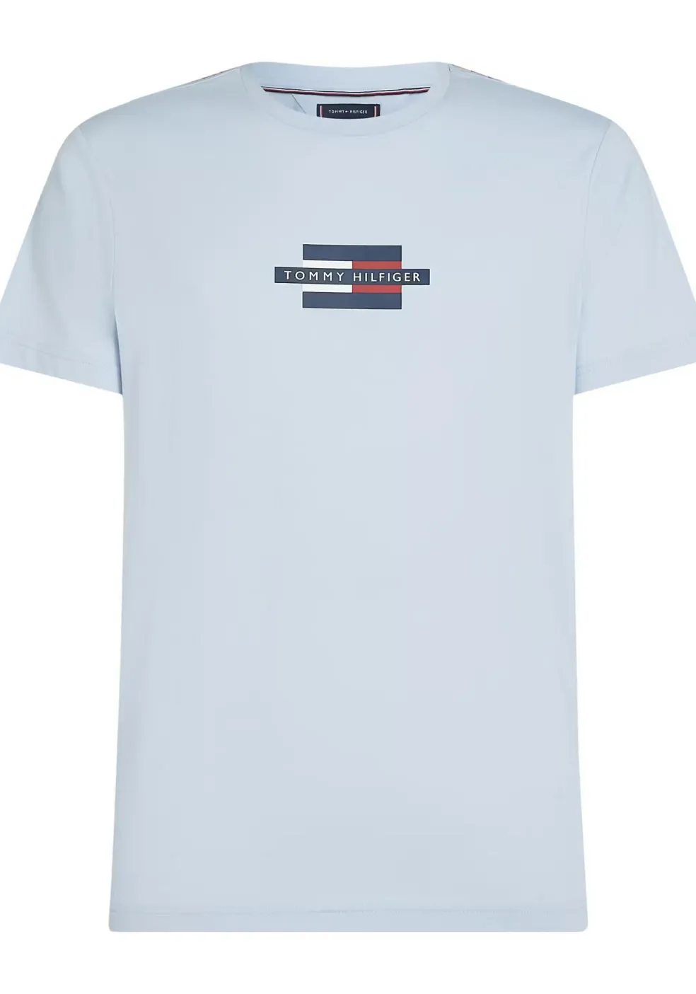Tommy Hilfiger Flag Box Tee, heren T-shirt korte mouw O-hals, blauw