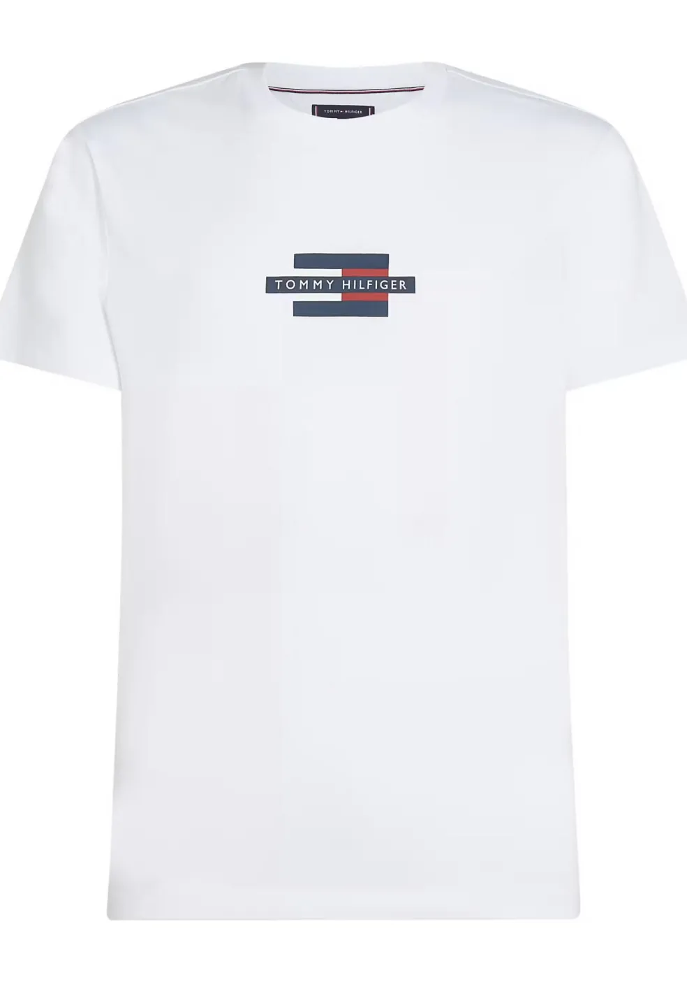Tommy Hilfiger Flag Box Tee, heren T-shirt korte mouw O-hals, wit
