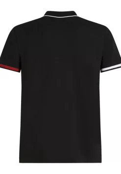 Tommy Hilfiger Flag Cuff Slim Polo, heren poloshirt, zwart