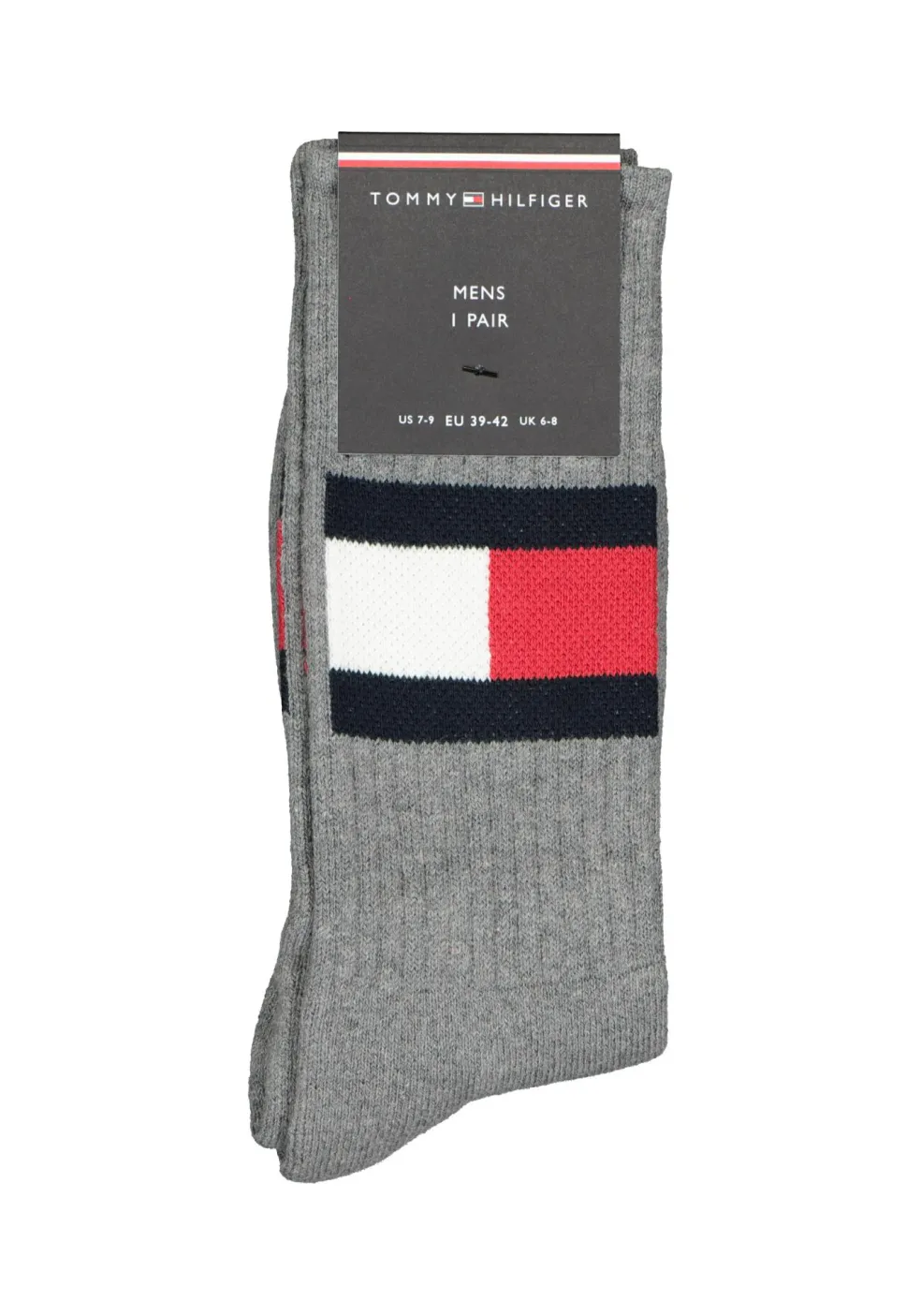 Tommy Hilfiger Flag Socks (1-pack), unisex sportsokken katoen, grijs melange