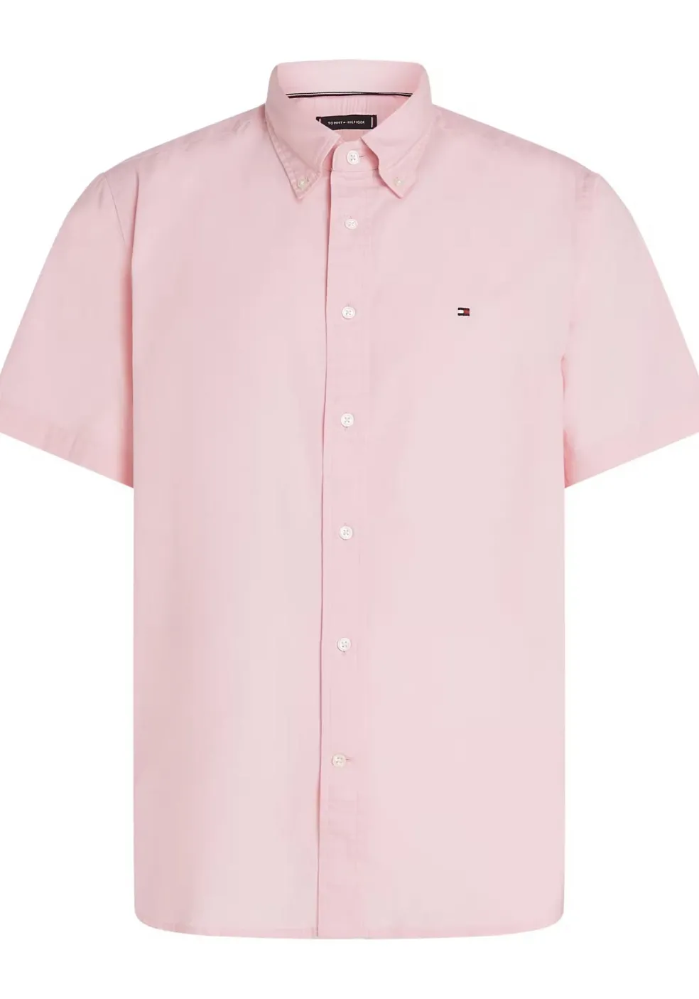 Tommy Hilfiger Flex Poplin Regular Fit Shirt, korte mouw, popeline, roze