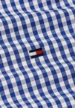 Tommy Hilfiger Flex Poplin Regular Fit Shirt, korte mouw, popeline, blauw met wit geruit