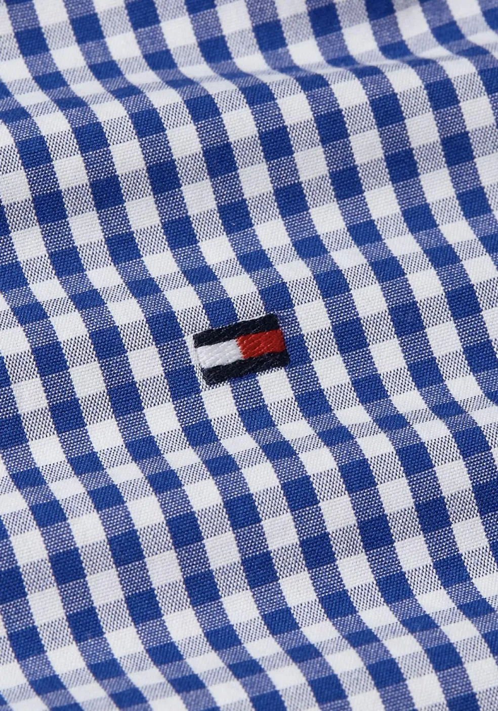 Tommy Hilfiger Flex Poplin Regular Fit Shirt, korte mouw, popeline, blauw met wit geruit
