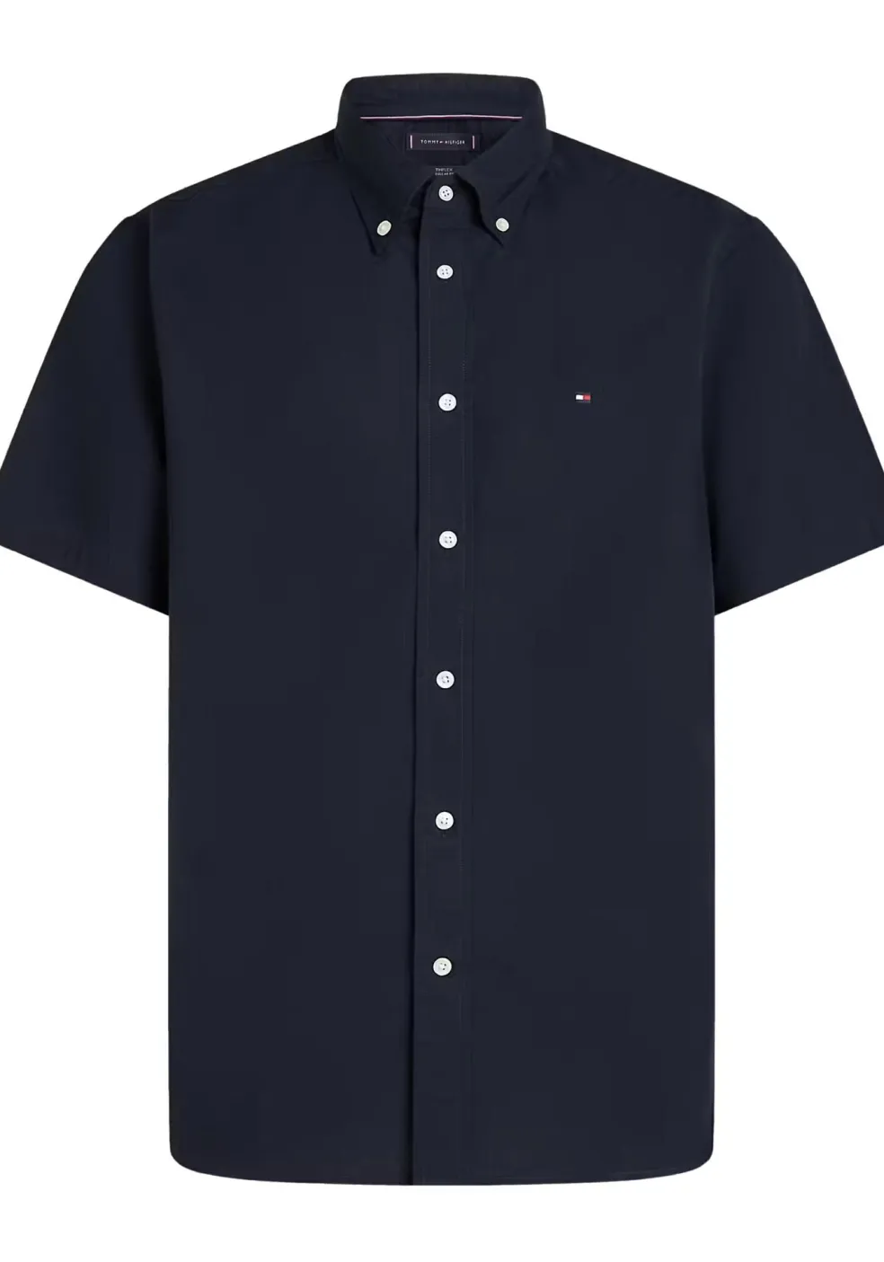 Tommy Hilfiger Flex Poplin Regular Fit Shirt, korte mouw, popeline, donkerblauw