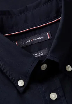 Tommy Hilfiger Flex Poplin Regular Fit Shirt, korte mouw, popeline, donkerblauw