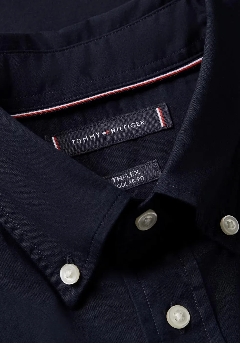 Tommy Hilfiger Flex Poplin Regular Fit Shirt, korte mouw, popeline, donkerblauw