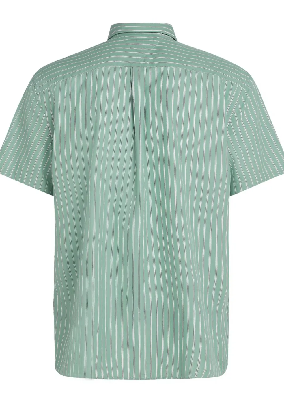 Tommy Hilfiger Flex Poplin Regular Fit Shirt, korte mouw, popeline, groen met wit gestreept