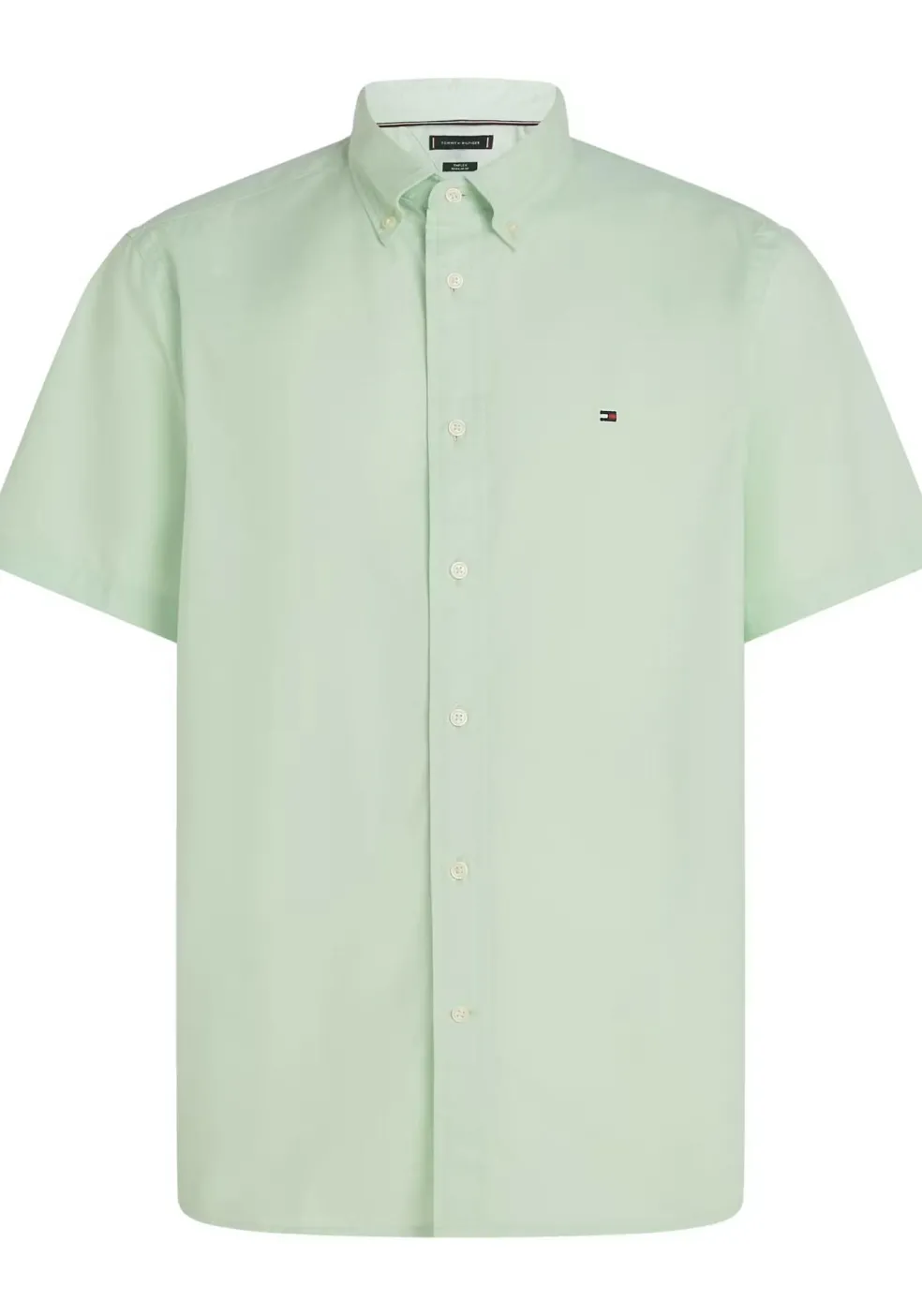 Tommy Hilfiger Flex Poplin Regular Fit Shirt, korte mouw, popeline, lichtgroen