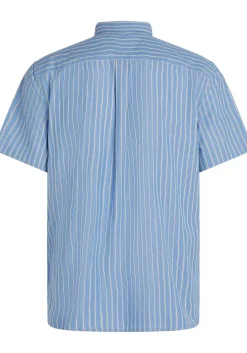 Tommy Hilfiger Flex Poplin Regular Fit Shirt, korte mouw, popeline, middenblauw gestreept