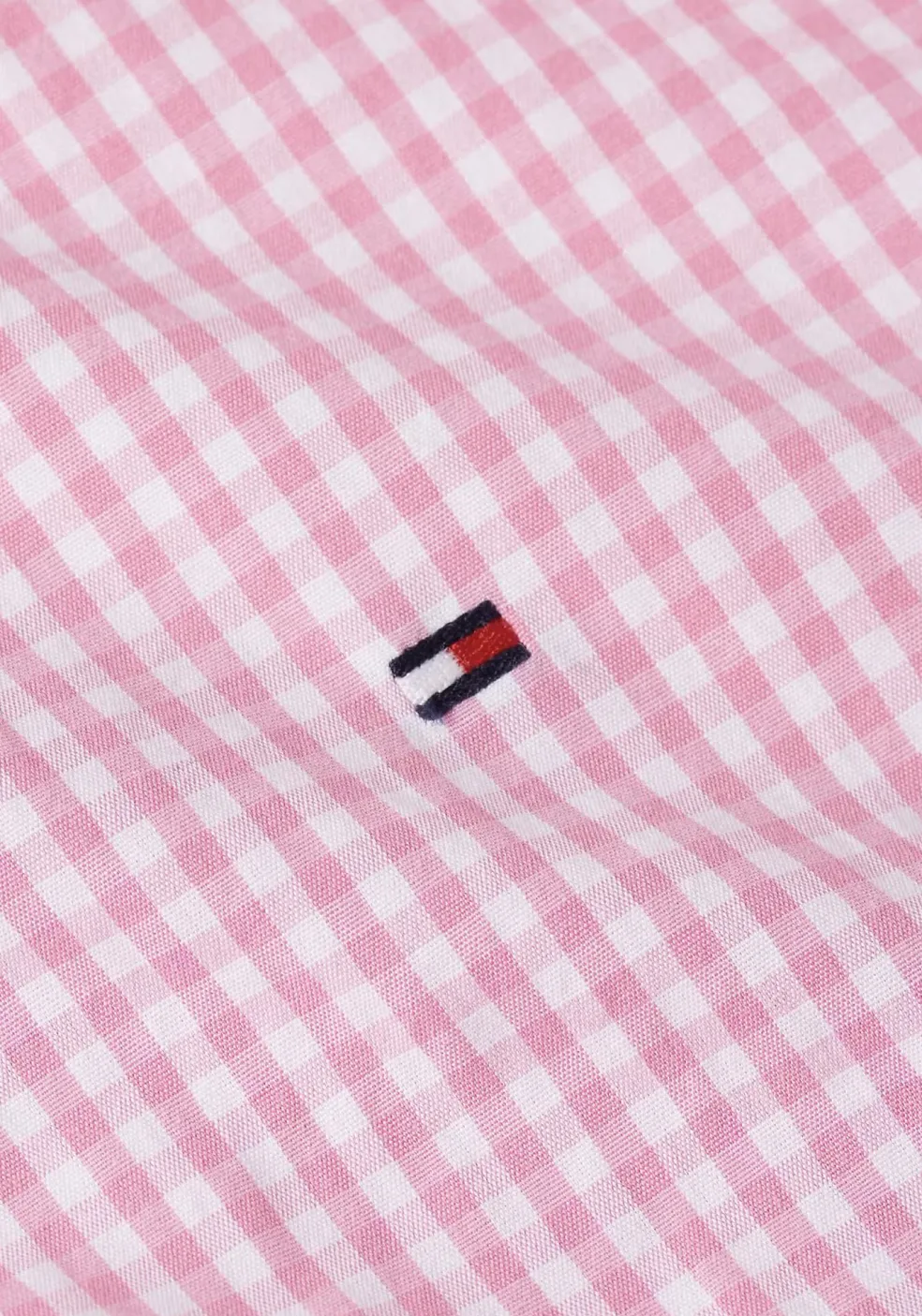 Tommy Hilfiger Flex Poplin Regular Fit Shirt, korte mouw, popeline, roze met wit geruit
