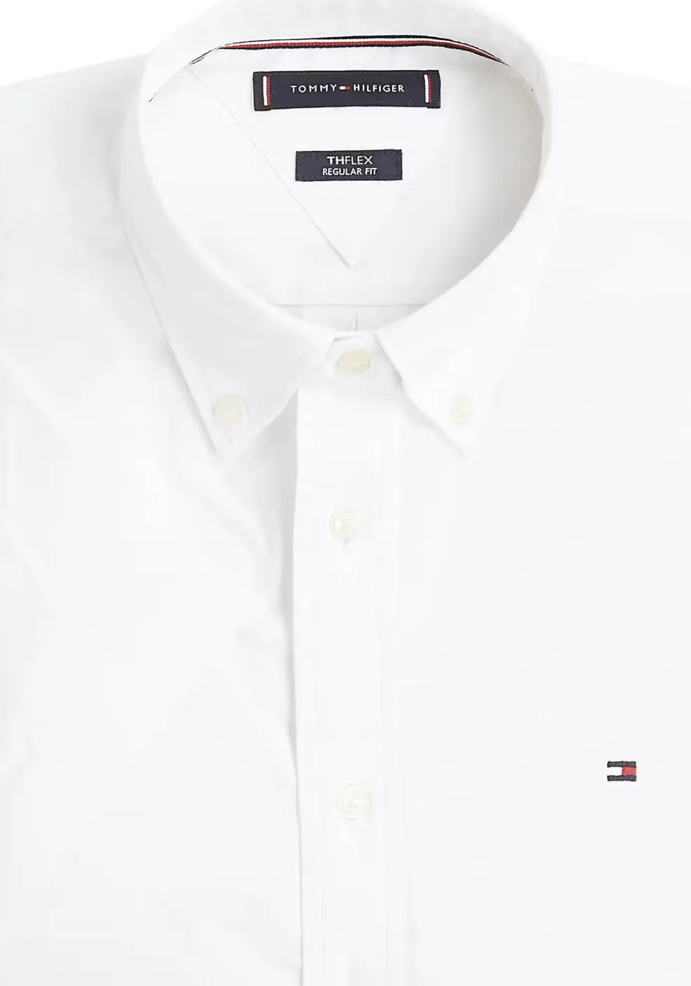 Tommy Hilfiger Flex Poplin Regular Fit Shirt, korte mouw, popeline, wit