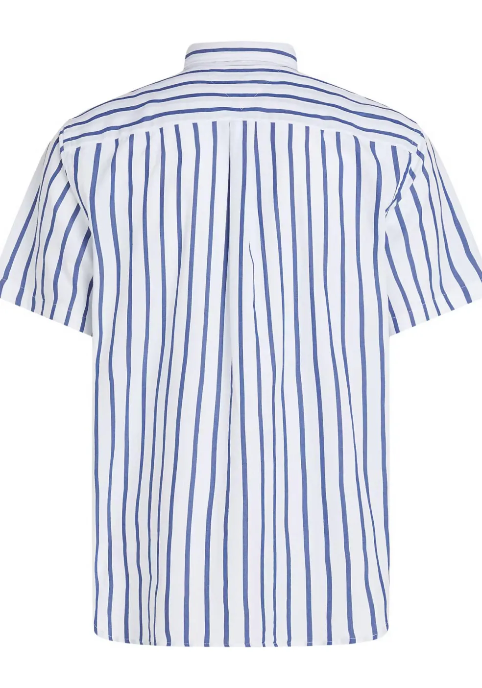 Tommy Hilfiger Flex Poplin Regular Fit Shirt, korte mouw, popeline, wit met blauw gestreept