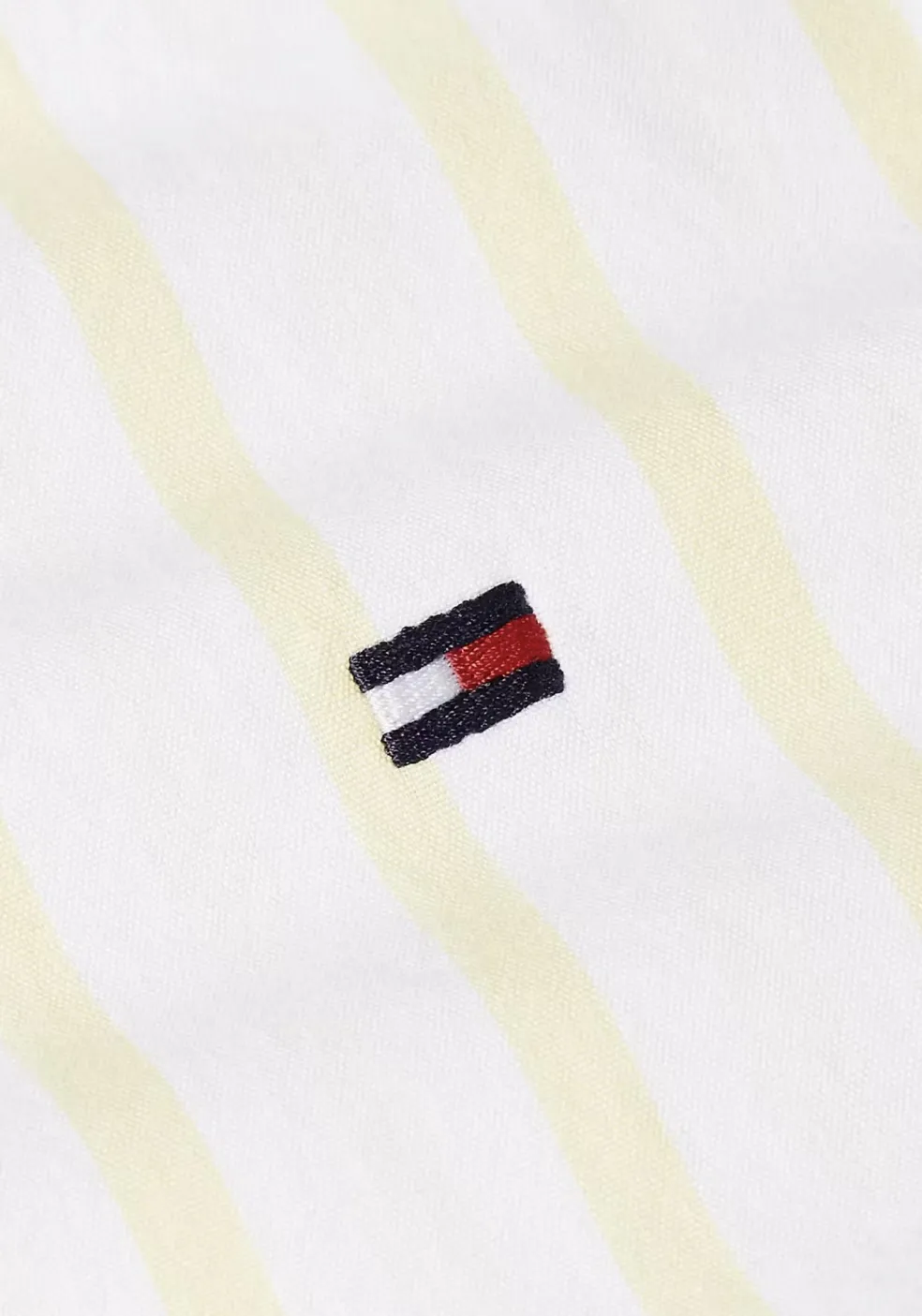 Tommy Hilfiger Flex Poplin Regular Fit Shirt, korte mouw, popeline, wit met geel gestreept
