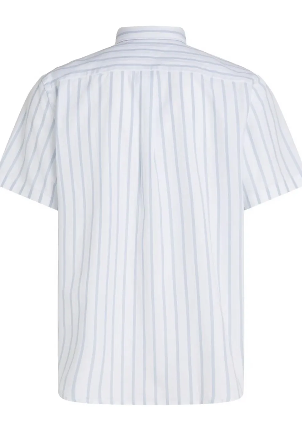 Tommy Hilfiger Flex Poplin Regular Fit Shirt, korte mouw, popeline, wit met lichtblauw gestreept