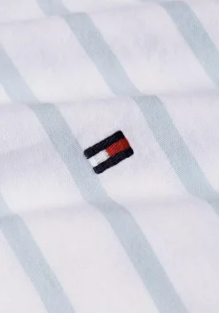 Tommy Hilfiger Flex Poplin Regular Fit Shirt, korte mouw, popeline, wit met lichtblauw gestreept