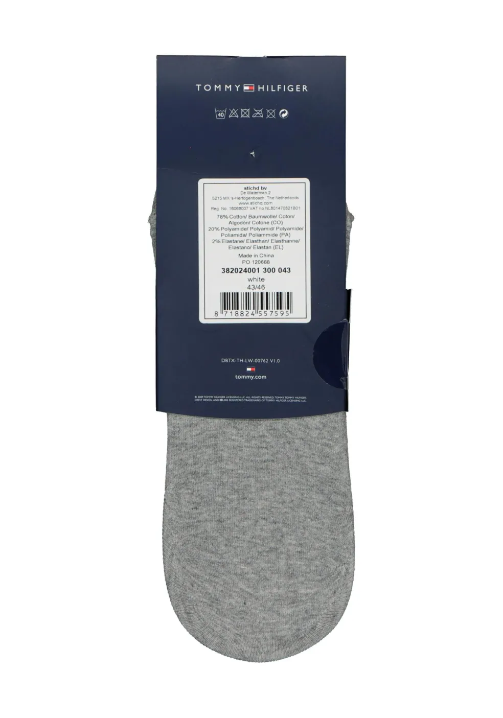 Tommy Hilfiger Footie Socks (2-pack), heren sneaker sokken katoen, onzichtbaar, grijs melange