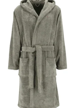 Tommy Hilfiger heren badjas, dik badstof met capuchon, grijs