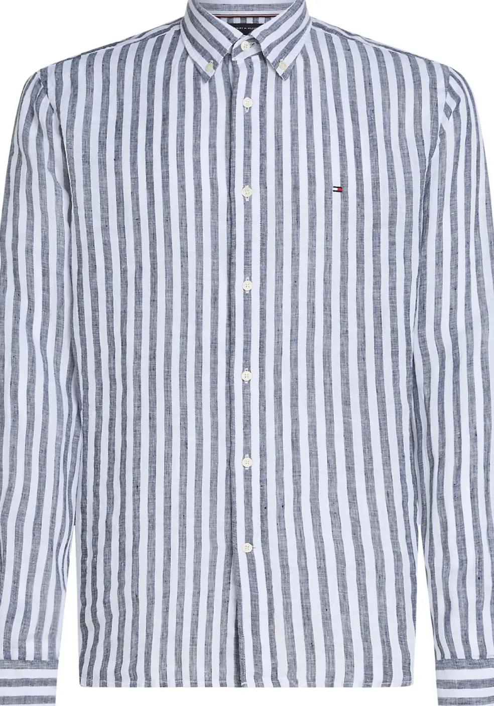 Tommy Hilfiger Linen Essential Regular Fit Shirt, structuur, donkerblauw met wit gestreept