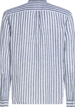 Tommy Hilfiger Linen Essential Regular Fit Shirt, structuur, donkerblauw met wit gestreept