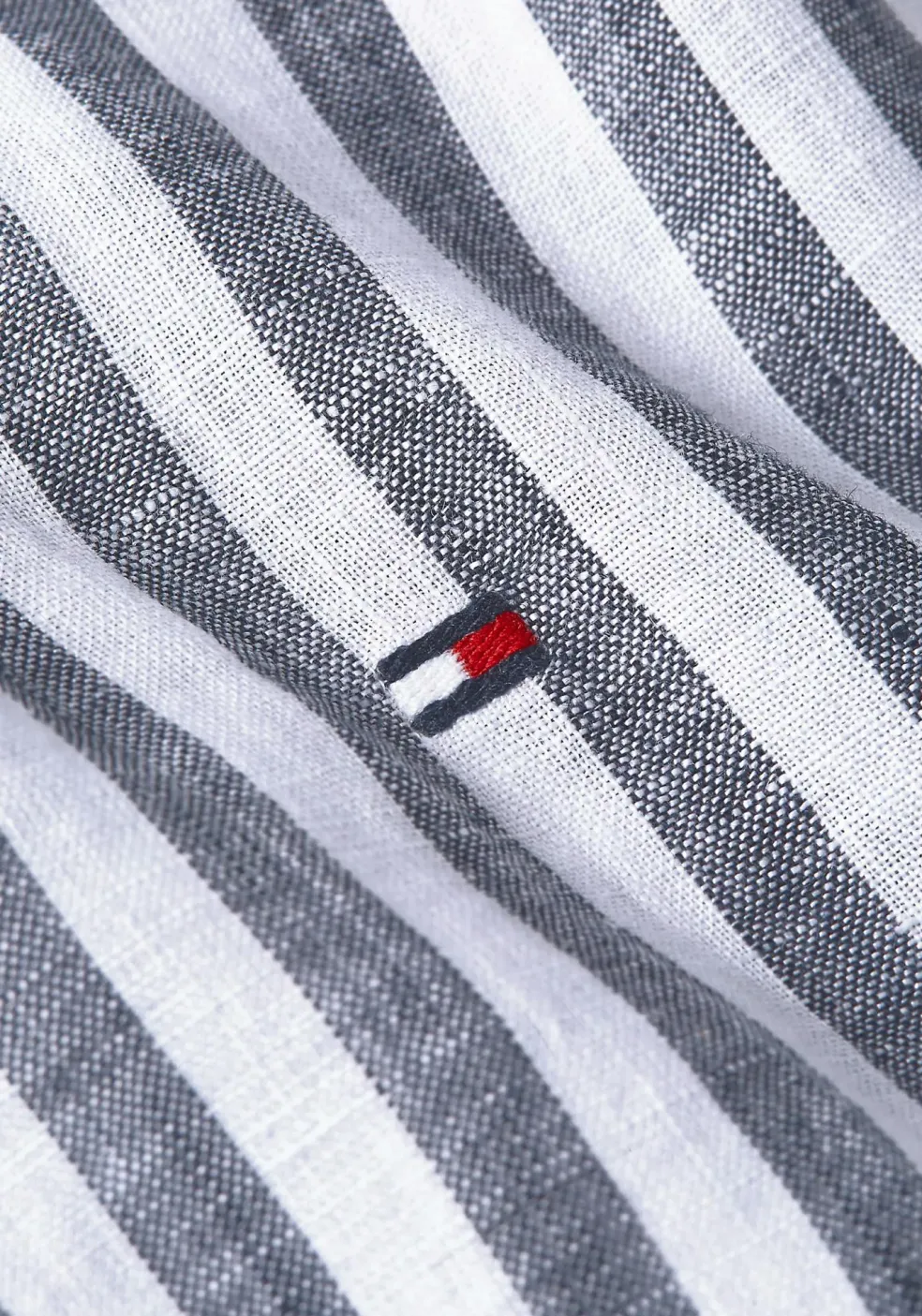 Tommy Hilfiger Linen Essential Regular Fit Shirt, structuur, donkerblauw met wit gestreept